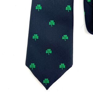 Ingles Buchan Vintage Polyester Navy Green Shamrock Irish St Patrick's Day Tie